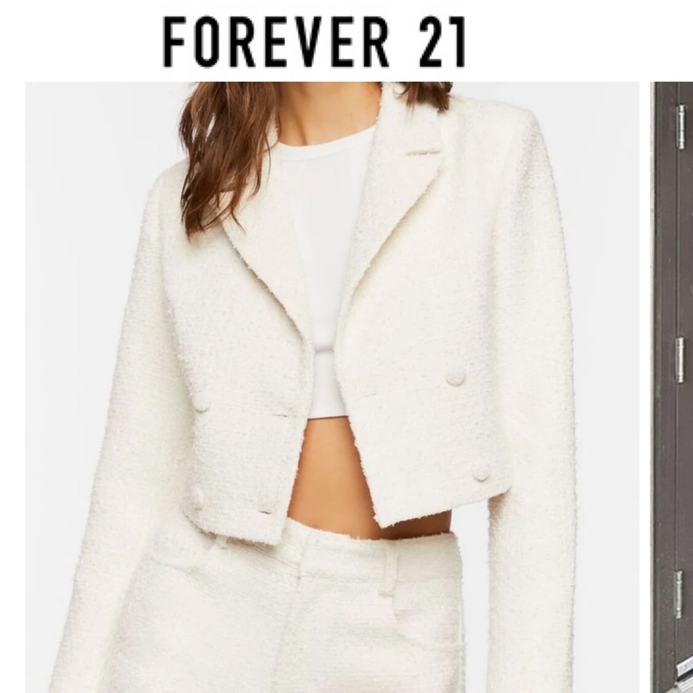 🌟 MUST GO 🌟 Forever 21 Cropped Frayed-Trim Blazer